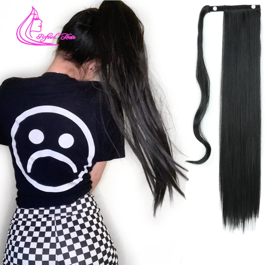 22 дюйма длинные клипс длинный прически Silky Straight хвост клип из синтетического