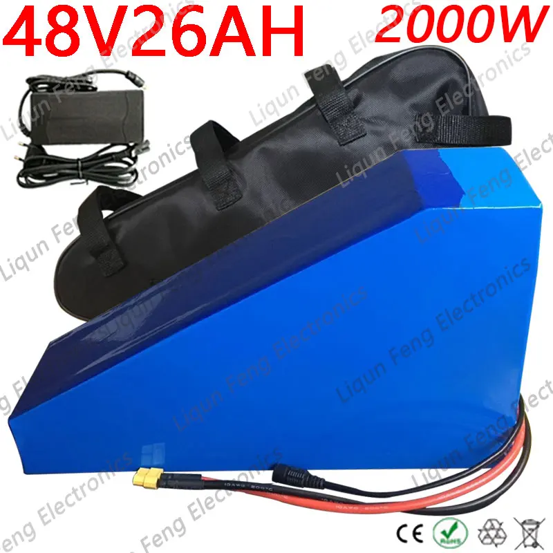 FFree Таможенный налог 48V 2000W 1000W электрический велосипед треугольник батарея 13S 13AH