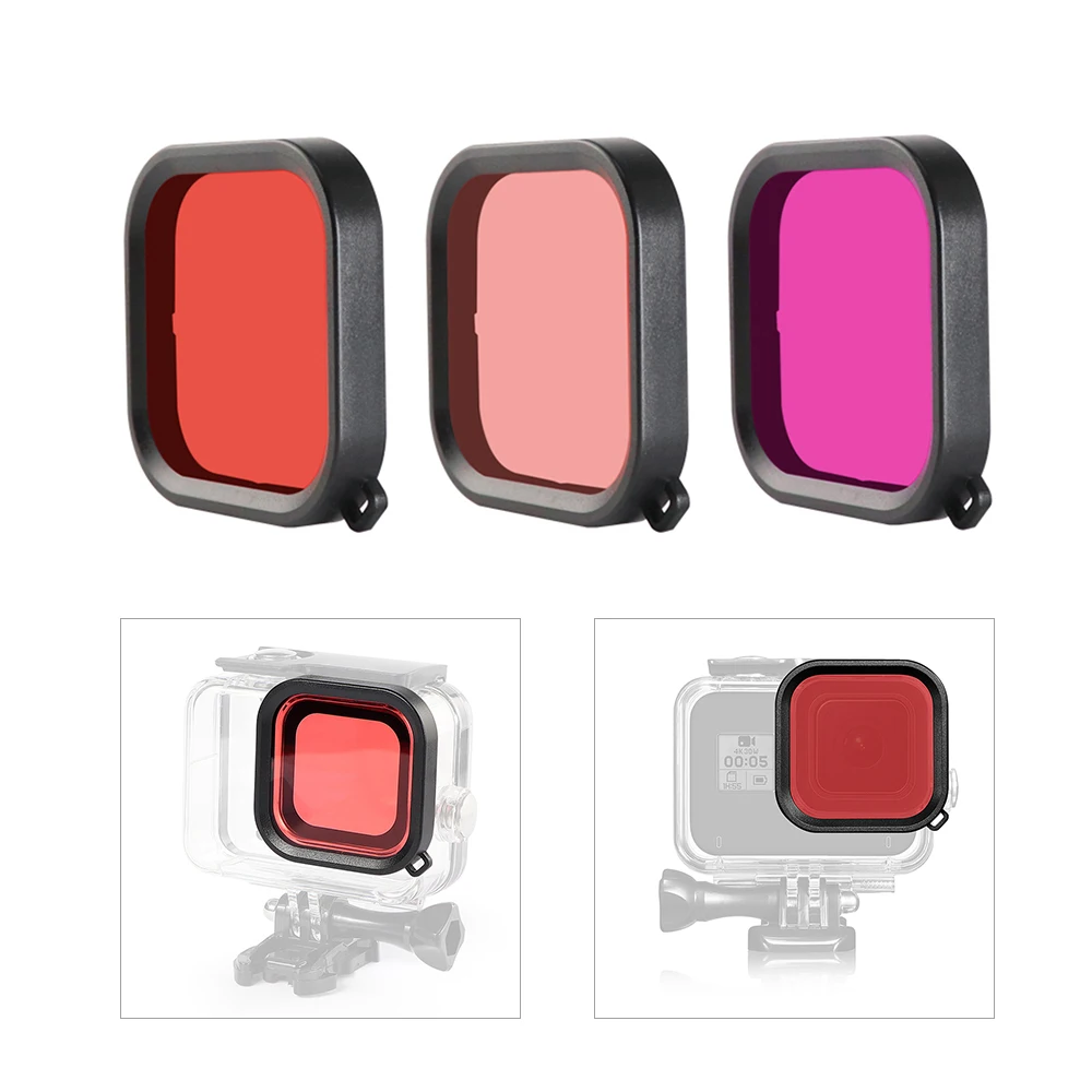Комплект из 3 предметов для объектива с подводным фильтром светильник камеры GoPro