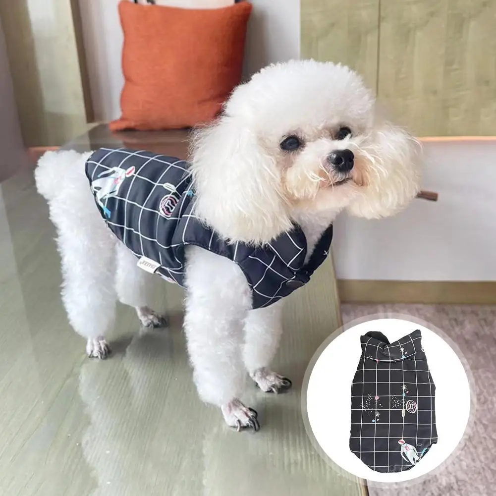 

Casual Pet Vest Grids Pattern Keep Warmth Soft Texture Pet Dog Kitten Cotton Vest Coat Winter Outfit Pet Jacket