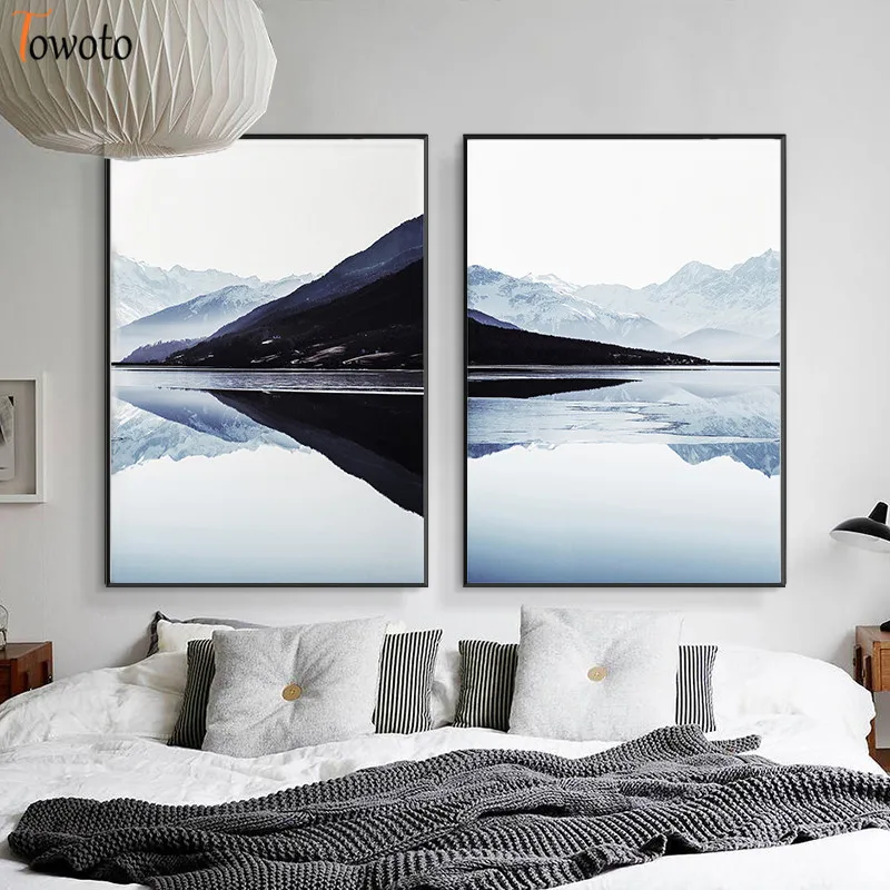 Минимализм черно-белая пейзажная живопись настенное художественное украшение