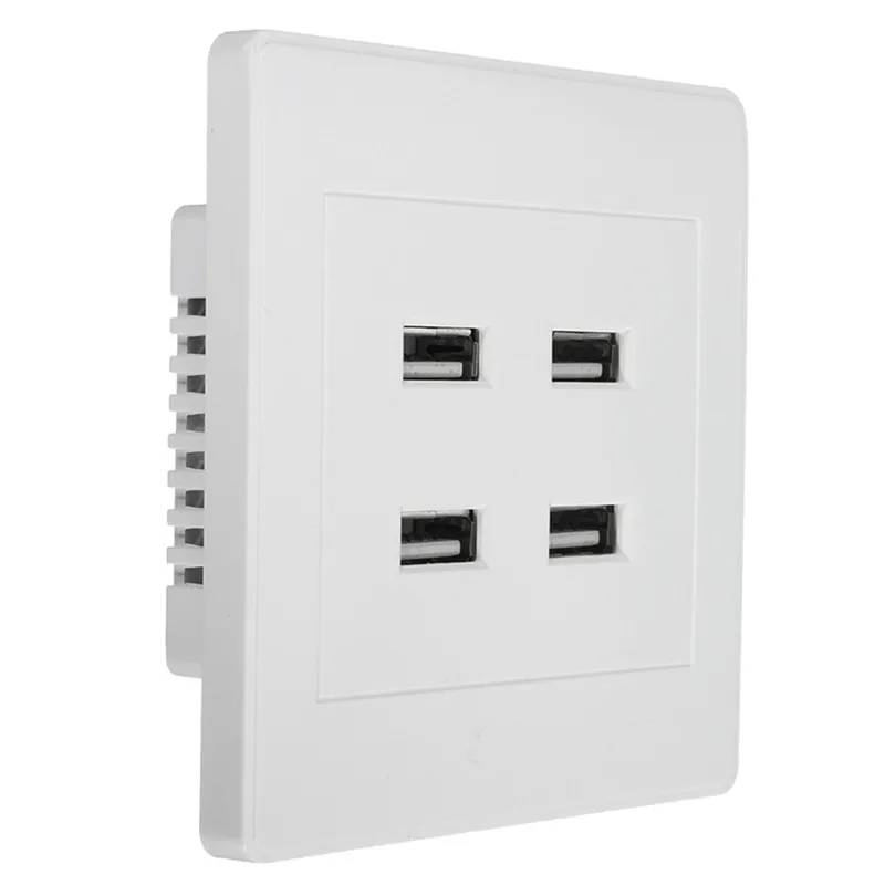 Белый 4 порта USB настенное зарядное устройство пластинчатый соединитель розетка Панель DC 5 в USB розетка для смартфона камеры цифровые продукты - Цвет: Белый