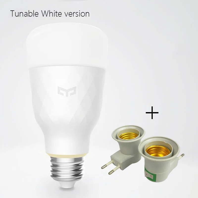 White Add Adapter Умный светодиодный светильник Xiao mi jia Yeelight, цветной и белый, 800 люменов, 10 Вт, E27, умная лампа для приложения mi Home(обновленная версия - Цвет: White Add Adapter