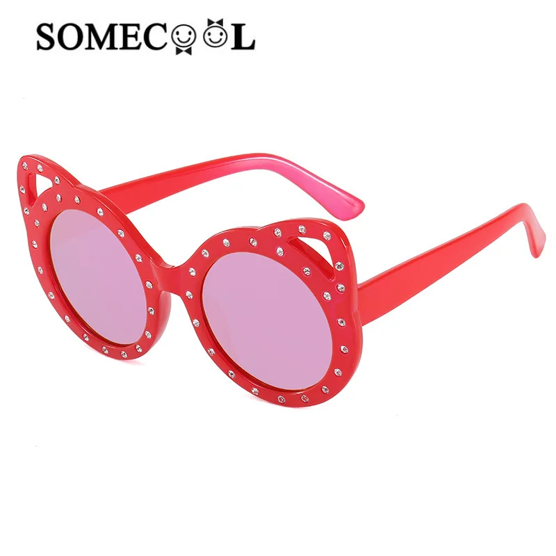 

2020 Brand NEW Cat eye Polaroid Rivets kids sunglasses Baby Boy&girls Street Fashion glasses 7 Colors Child birthday gift n506
