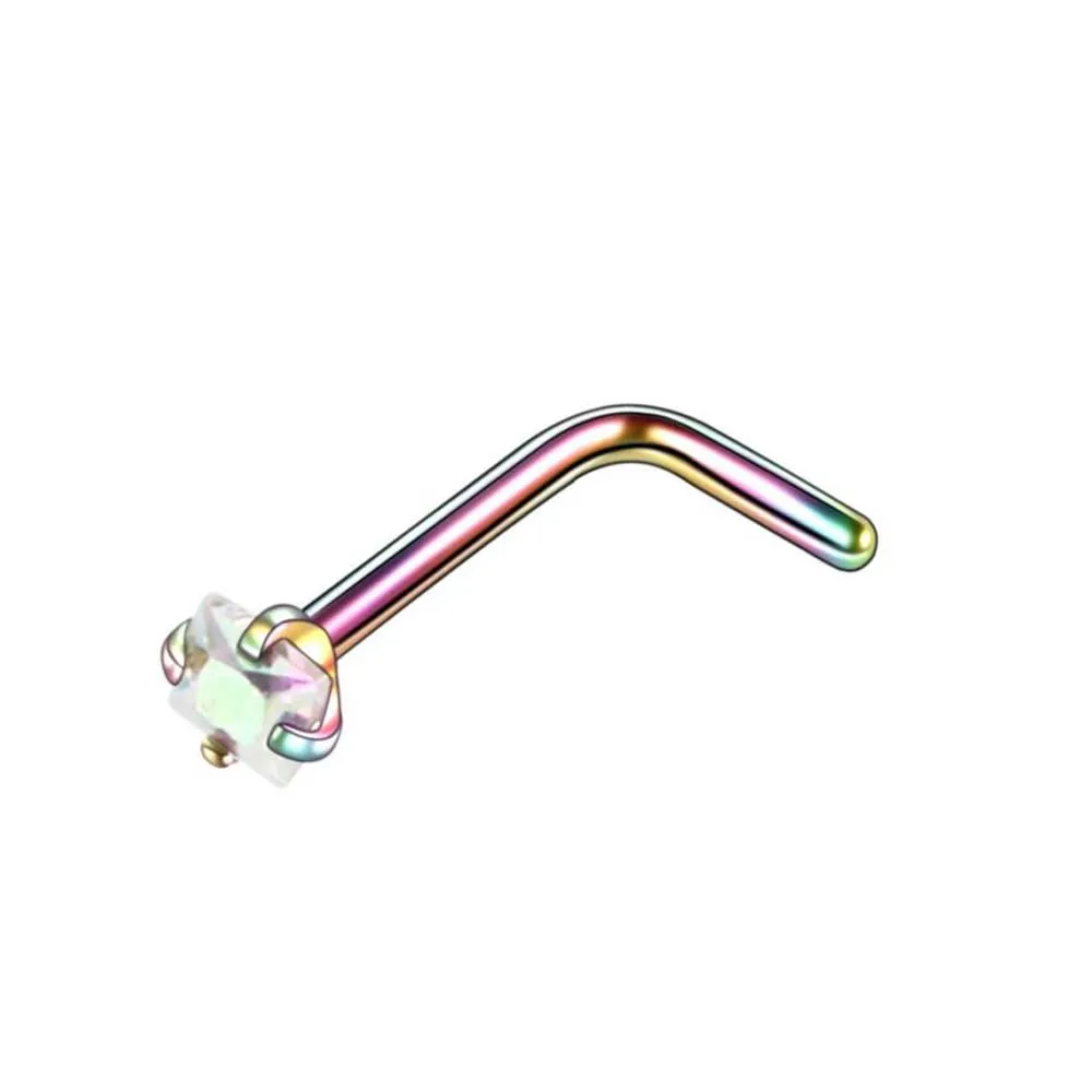 Colorful 1PC Steel Fake Nose Ring Labret Lip Ring C Clip Lip Helix Piercing Tragus Rose Gold Faux Septum Rings Hoop Neus Piercing Jewelry - Окраска металла: Colorful