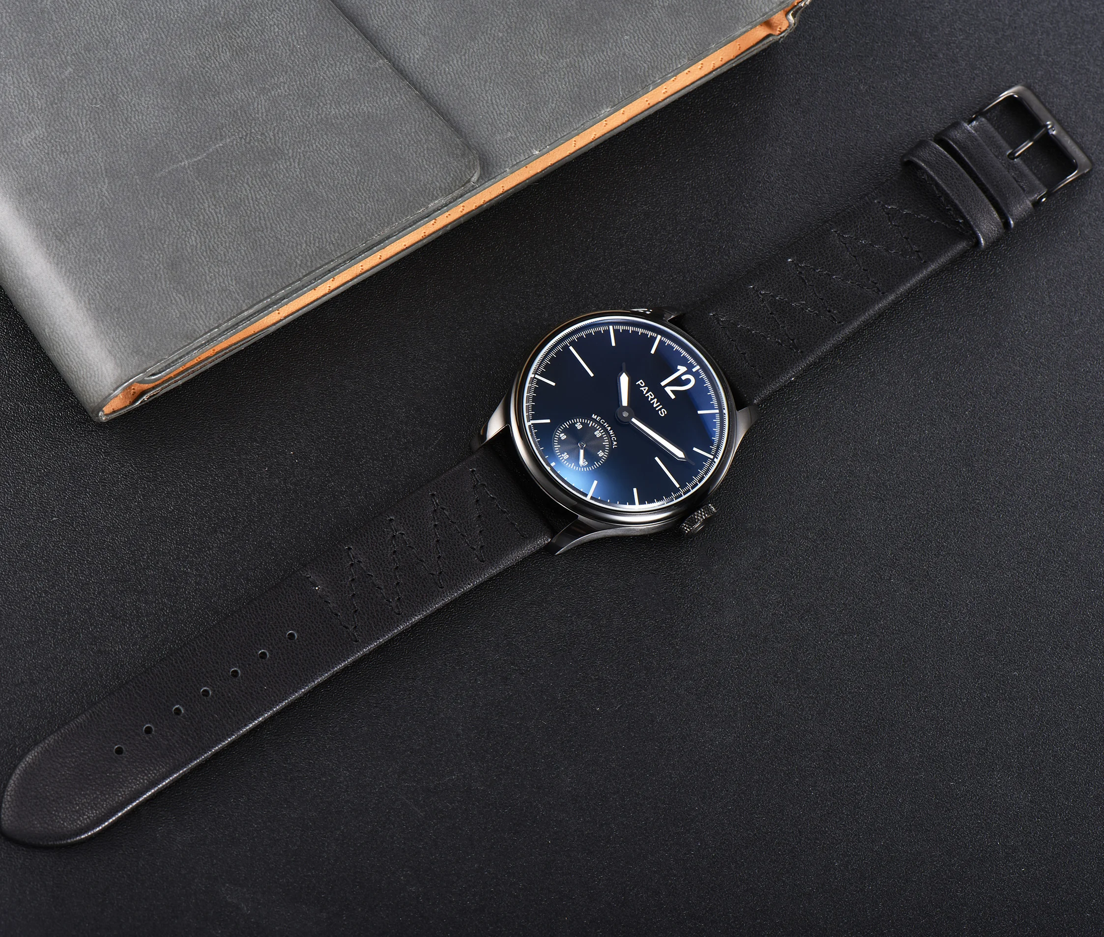 

44MM Men's Watch With ST3620 Manual Winding Movement Of 316 Stainless Steel Case Color Black