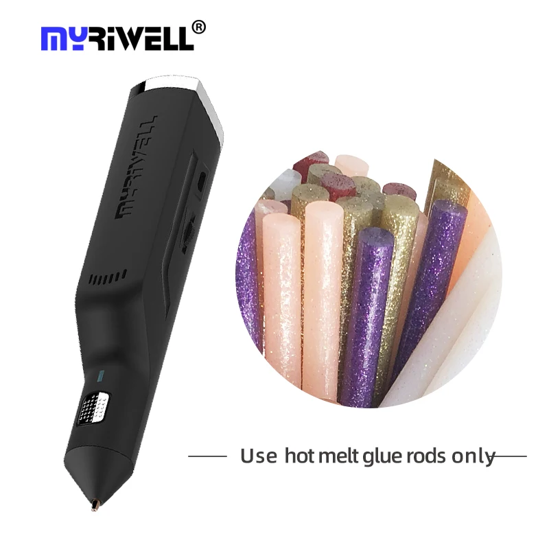 

Myriwell hot Melt Glue Gun 6 Color Glue Stick for Fix USB Charging Wireless 3D Printing Pen Speed Adjustable 3D Pen RS-100A