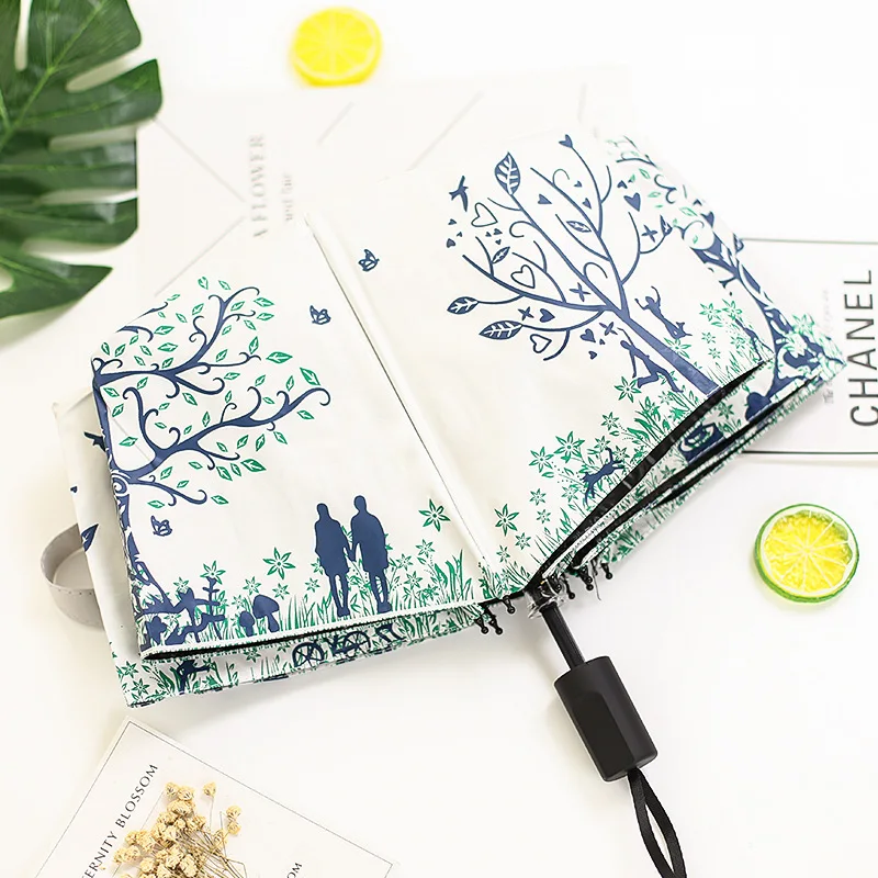 Складной зонт с принтом для женщин и взрослых Ветрозащитный Зонт двойным слоем