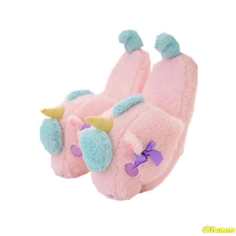 

New Winter Indoor Slippers Plush Home Shoes Unicorn Slippers for Grown Cartoon Fur Unisex Indoor Chausson Licorne