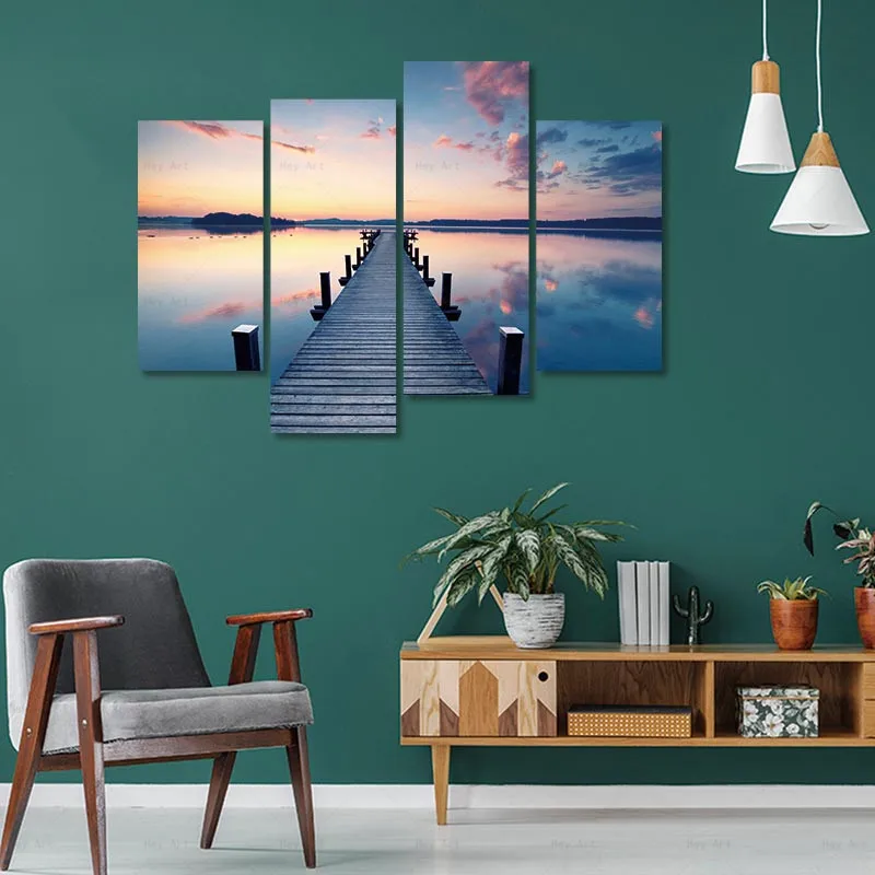 Настенное художественное оформление современный пейзаж 4 шт. холст картины