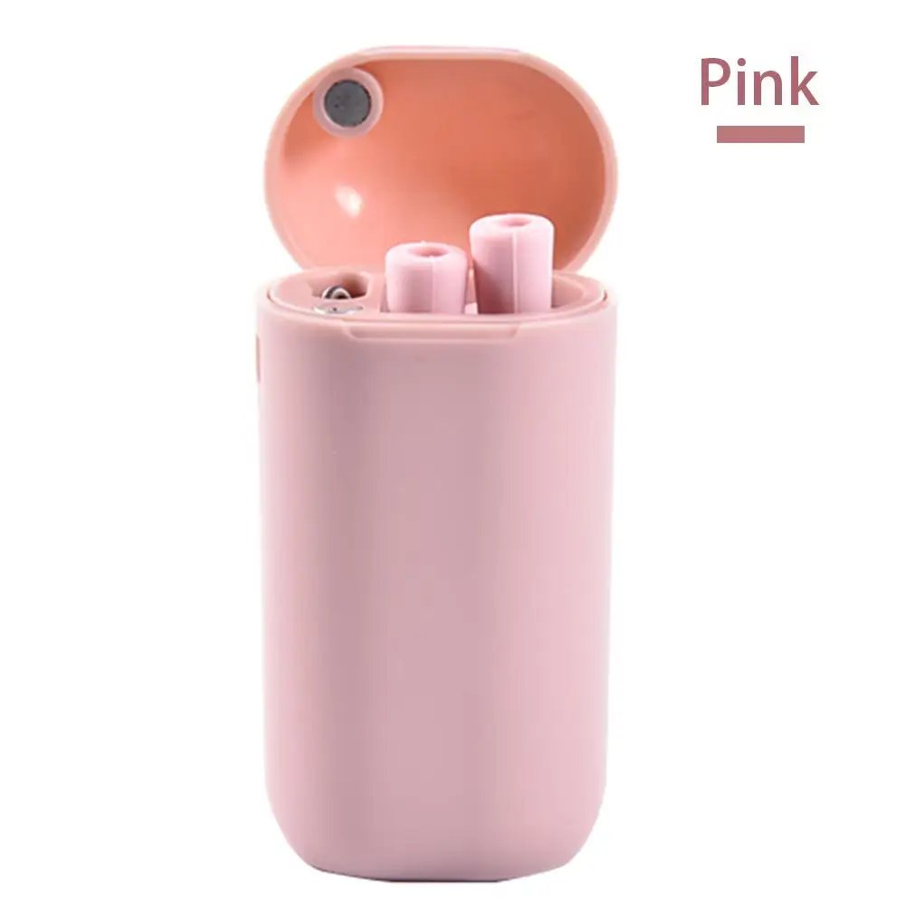 Pink 1 шт. Силиконовый складной стакан соломинки телескопические многоразовые складные соломы с чистящей щеткой силиконовая трубочка с футляром для хранения - Цвет: Pink