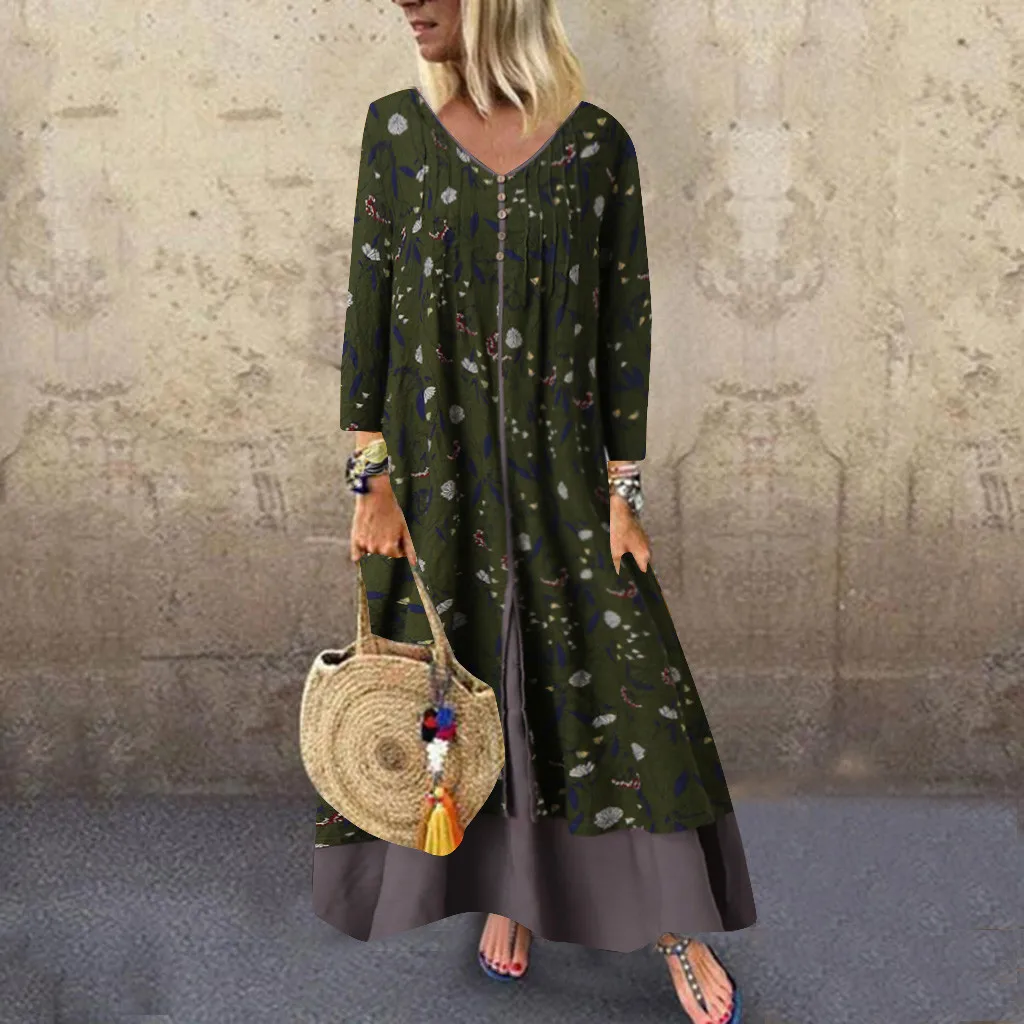 MISSOMO vestidos платье Для женщин Повседневное плюс Размеры летнее, длинное, макси платье девушка праздничной Стиль Feminino с винтажным принтом дропшиппинг 81