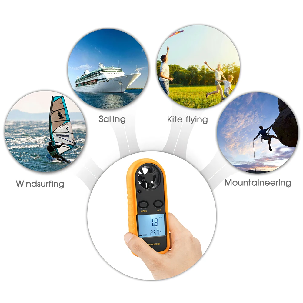 

2-in-1 Anemometer Wind Temperature Tester 0-30m/s High Precision Outdoor Measuring Instrument Portable Wind Speed Meter