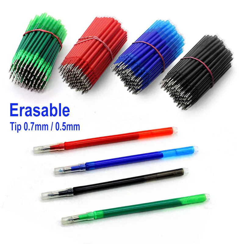 

30Pcs/50Pcs Set 0.7mm 0.5mm Erasable Gel Pen Refill Bullet Tip Blue Black Ink Office Washable Handle Rods Stationery Accessories