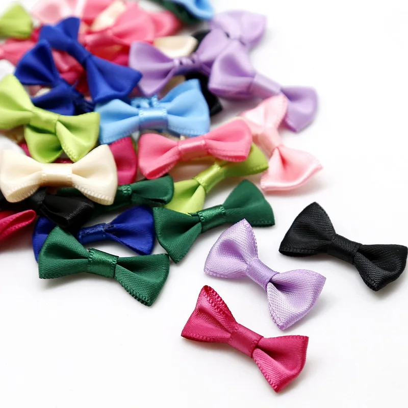 

Multi Colors 100Pcs/lot Grosgrain Ribbon Bows 3X1.5cm Mini Ribbon Bow For Sewing Wedding Decoration Bow Tie Hair Craft