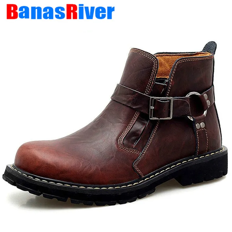 Мужские ботинки из коровьей кожи брендовые Роскошные модные удобные