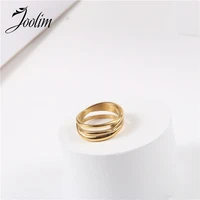 joolim high end pvd symple board smooth multilevel rings for women stainless steel jewelry wholesale