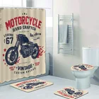 Шторы для душа гранж винтажные мотоциклетные Гоночные, классические мотоциклетные ранцы для ванной, коврики для туалета
