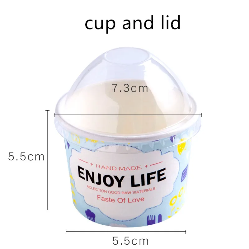 cup and lid 50 шт небольшие Творческий одноразовый лед сливки чашки вечерние на день рождения свадьбы пользу милые Бумажные Формочки для кекса десерт упаковка миска с крышкой - Цвет: cup and lid