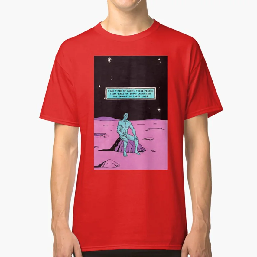 Красный Доктор Манхэттен, я устала, футболка, часовые, часовые, 80 s, 1980 s, комикс, графический новелла, Алан Мура, доктор Манхэттен, эмо, нигилист - Цвет: Красный