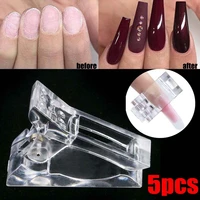 5pcs nail art finger extension gel fixed clip manicure plastic extension tweezers uv transparent clip gel auxiliary nail tools