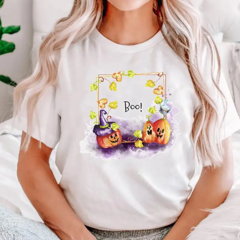 

Women Fall Autumn 2021 Style Trend Cute Thanksgiving Halloween T Top Print Cartoon Shirt 2021 Tee Female Graphic T-Shirts