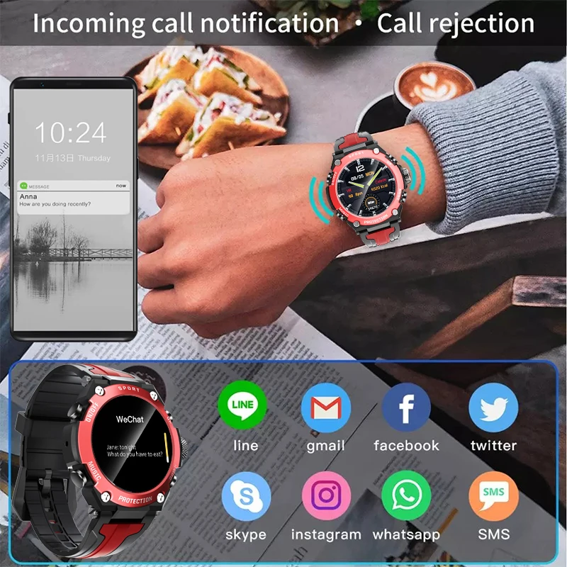 

Men Smart Watch Multi-sports Mode Smart Watch Blood Pressure Measurement IP68 Waterproof Bluetooth Music For Andriod IOS