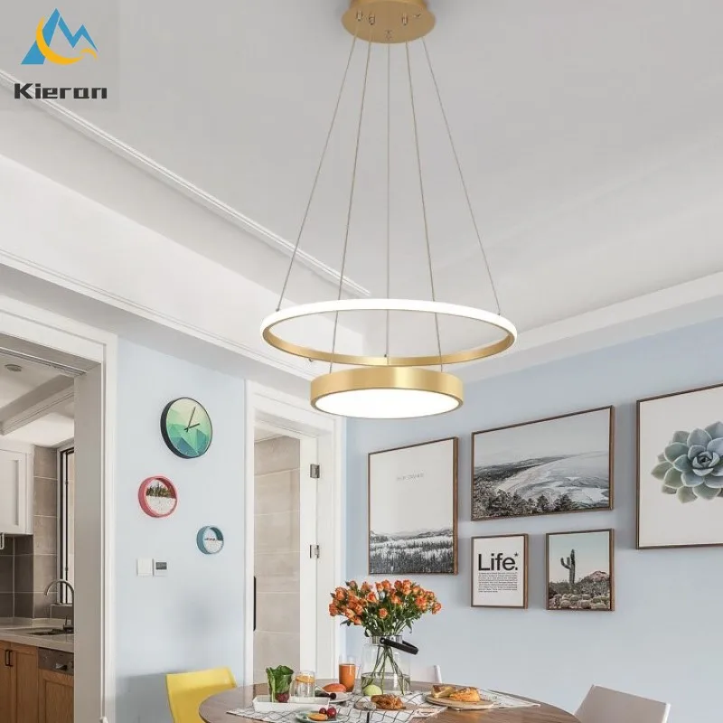 

Nordic Modern Antirust Highlight Double Deck Acrylic LED Chandelier Dining Room Bedroom Pendant Lights Room Decor Pendant Lamps