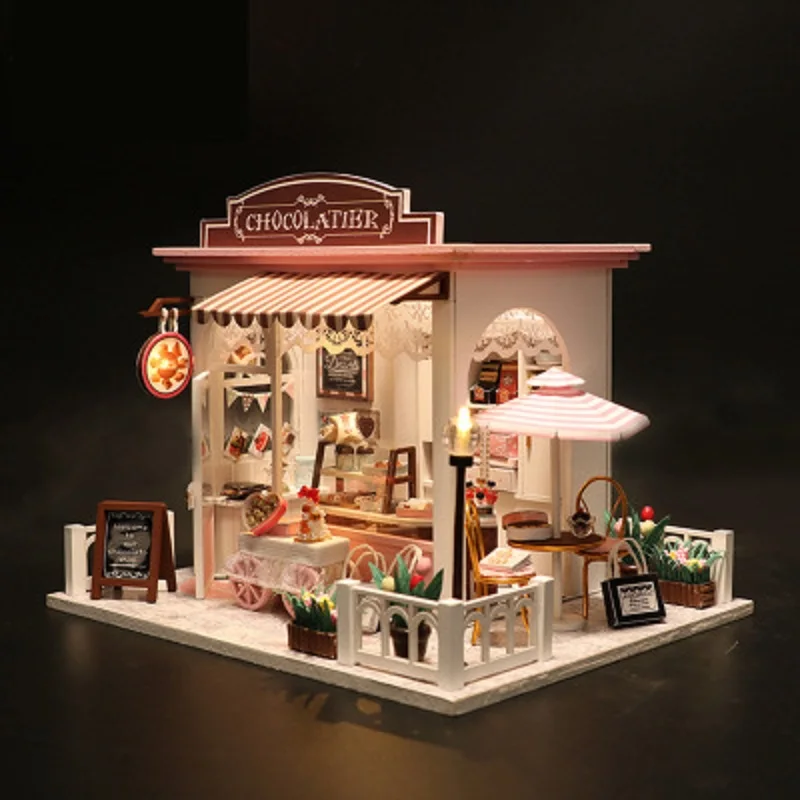Diy dollhouse handmade assembly Japanese Cabin miniature wooden villa doll house furniture Toys For Children Birthday Gift | Игрушки и