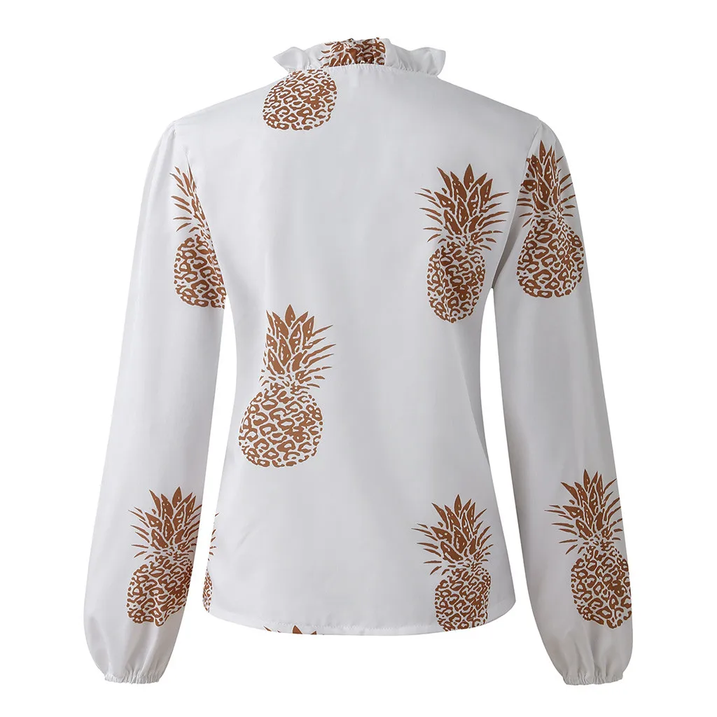 Лидер продаж Женская Повседневная Блузка с принтом ананаса топы длинным рукавом
