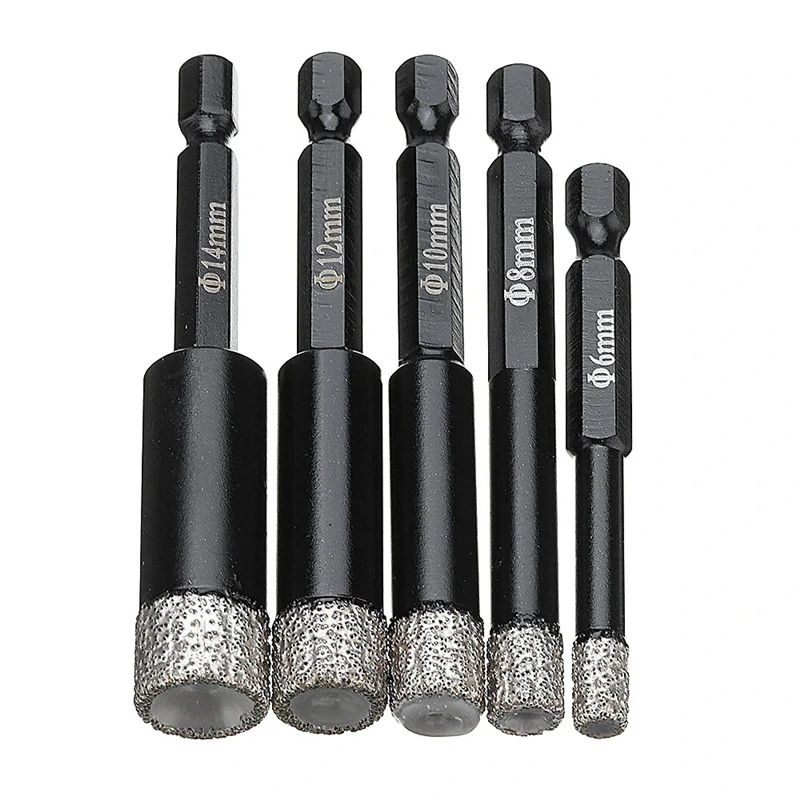 

6/8/10/12/14mm Hex Shank Vaccum Brazed Diamond Dry Drill Bits Hole Saw Cutter for Granite Marble Ceramic Tile Glass