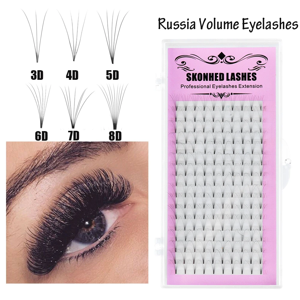 16 рядов 3D ~ 10D C/D Curl 0 07 толщина готовые русские объемные вееры норковые ресницы