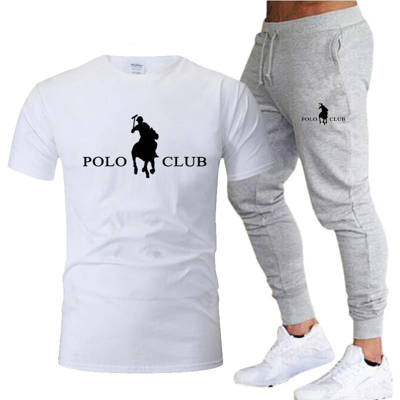 Летняя мужская спортивная одежда с коротким рукавом и принтом повседневные