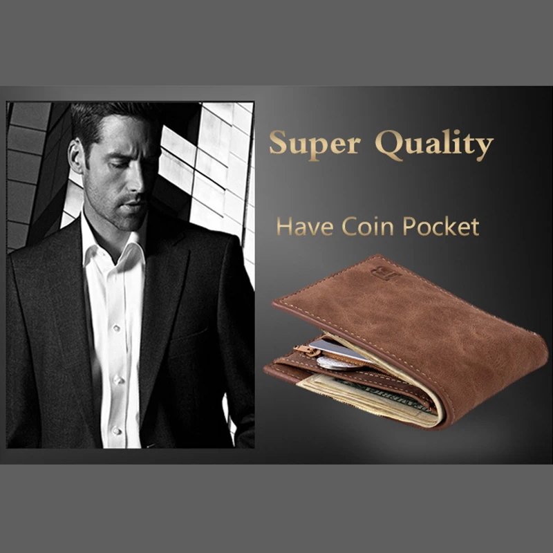 

New men's leather wallets, coin purses, mini card holders, luxury foldable ultra-thin fashion leather wallets, coin card holders