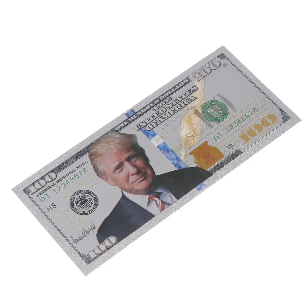 1 шт. пластиковые посеребренные бумажные деньги Дональда Трампа для