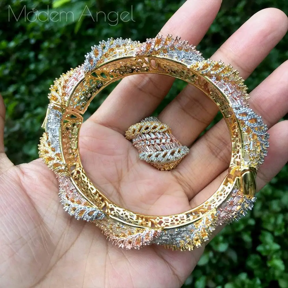 ModemAngel AAA кубический цирконий любовь модная свадебная бижутерия браслет кольцо