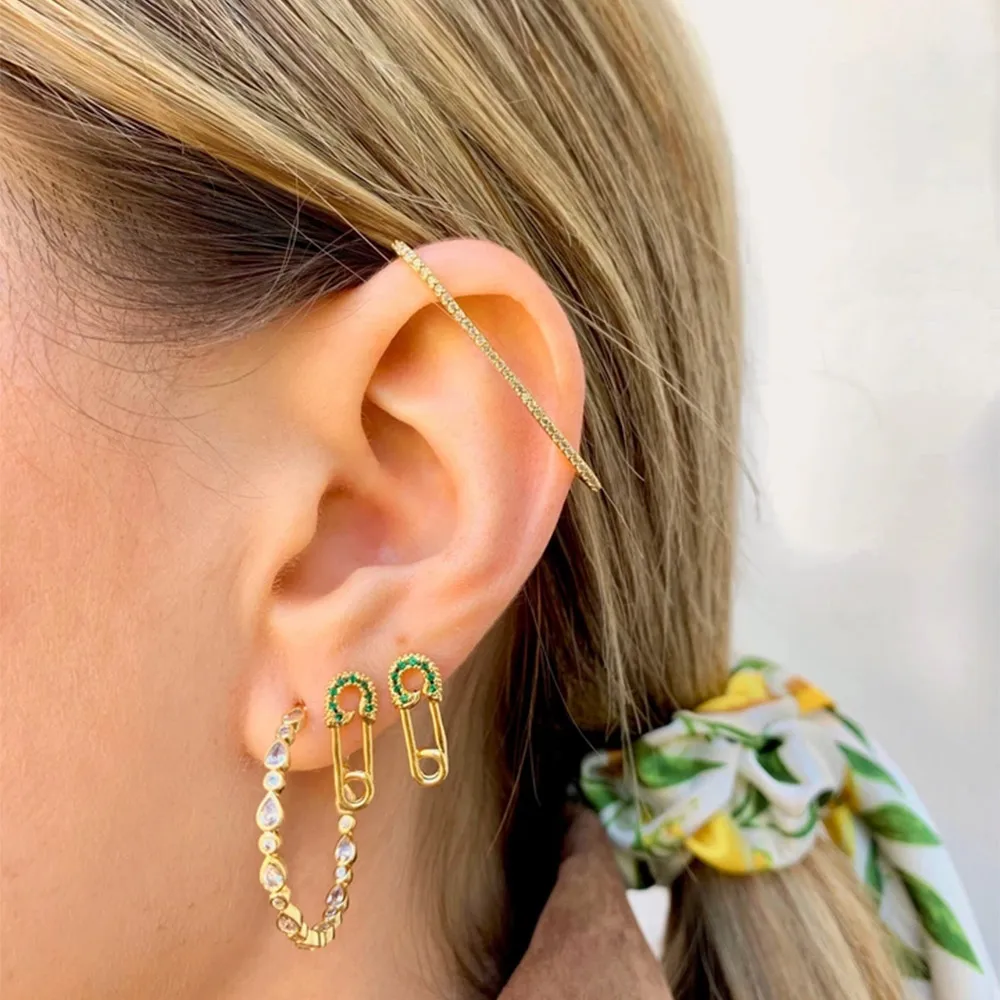 Altruist 925 Sterling Silver Single Earbar Earcuff Non pierced Earrings Ear Cuff Ear Bars For Women Colorful CZ Jewelry