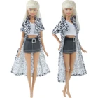 Одежда для куклы Барби ручной работы, черная и леопардовая одежда, Белый Топ, короткие штаны, повседневная одежда, аксессуары для куклы Барби, игрушка сделай сам