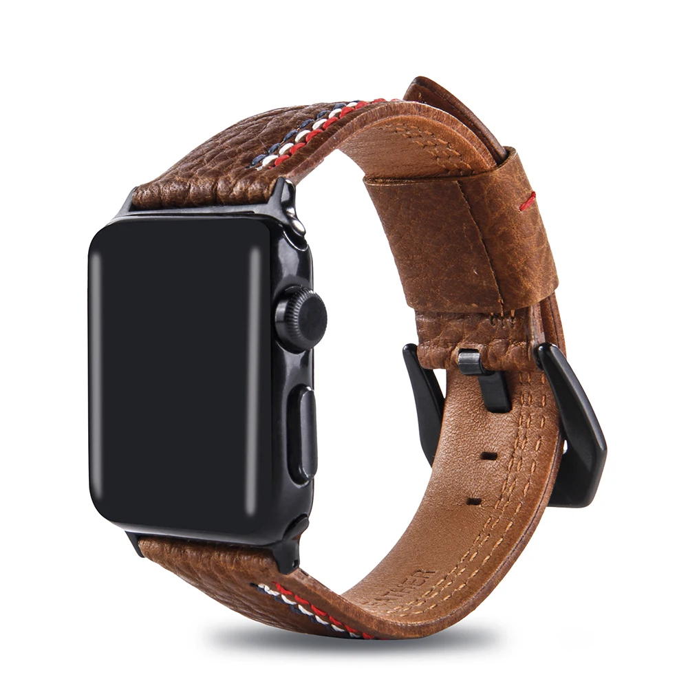 Ремешок UEBN кожаный для apple watch 44 мм series 4 3 2 1 браслет iwatch 38 42 40 умные аксессуары