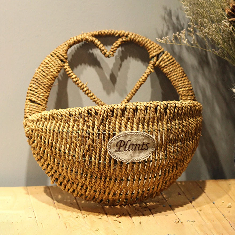 Heart Hand Braided Plant Flower Hanging Basket Storage Organizer Garden Decor holding faux flowers stand vase supportfor flower | Дом и сад