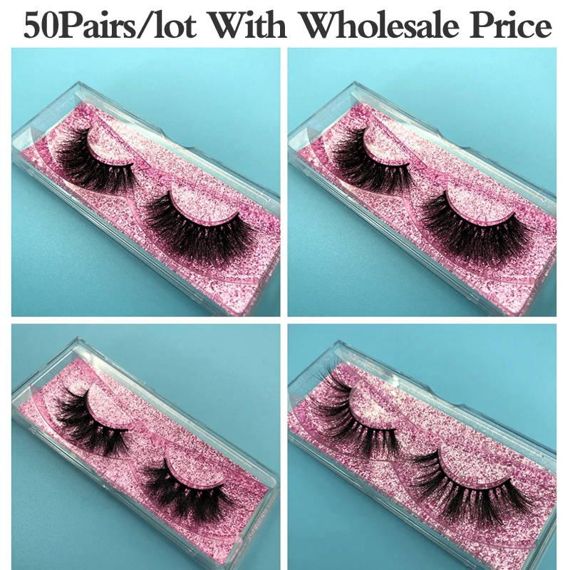 Оптовая продажа ресниц Buzzme 50 пар/лот пластиковые ресницы из меха норки ручной