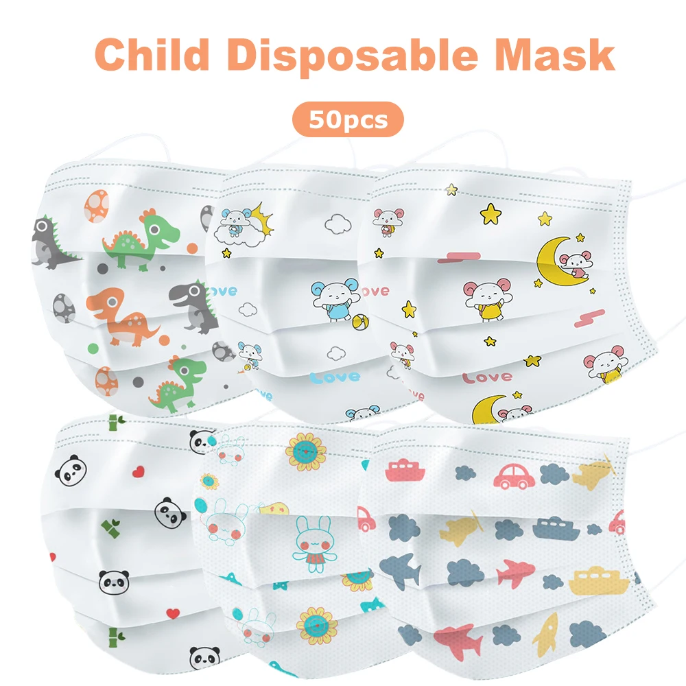 

50 шт. одноразовая детская маска 3-слойная мультяшная Нетканая детская Пылезащитная дышащая хирургическая маска медицинская маска детская м...