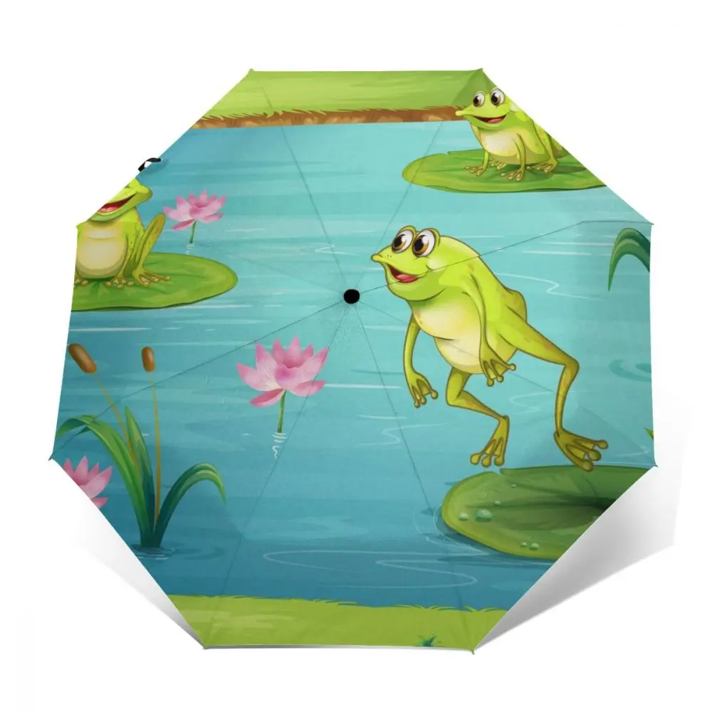 

Ветроустойчивый складной автоматический зонт, женские Автоматические Мультяшные зонтики в пруду, ветрозащитные зонтики от дождя для мужчи...