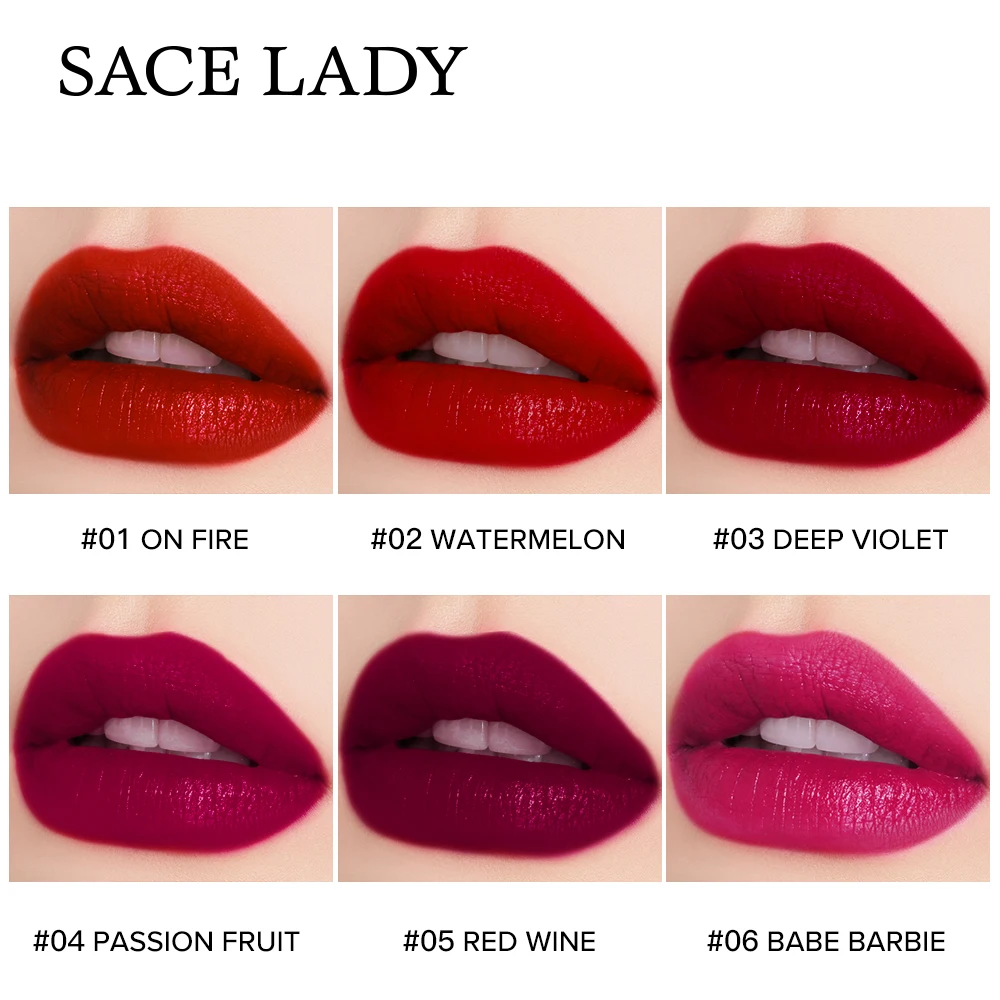 

SACE LADY Liquid Lipstick Lip Gloss Matte Make Up Waterproof Lip Stick Long Lasting Moisture 6 Colors Red Lips Liquid Makeup