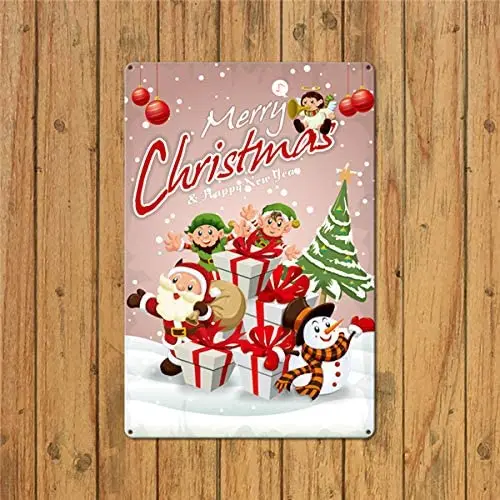 

Tin Sign Merry Christmas Happy New Year Bar Cafe Home Oil Station Garage Kitchen Farm Countryside Retro Tin Signs