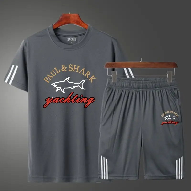 

Men's suit sportswear suit short sleeve sportswear men's running 2pcs set football Gym Fitness men's T-shirt + Shorts Set