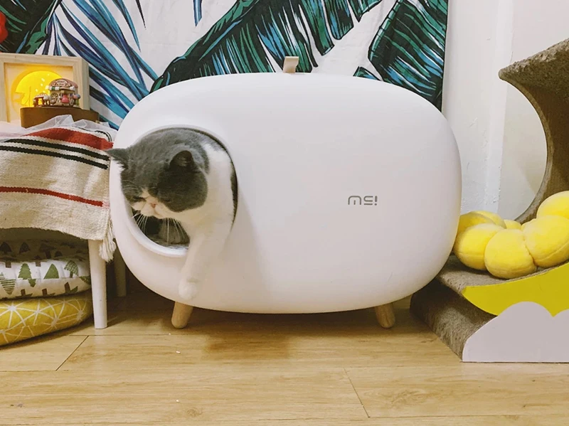 

Semi-enclosed cat toilet litter box potty toilet splash-proof domestic pet cat potty large space beautiful tray pet supplies