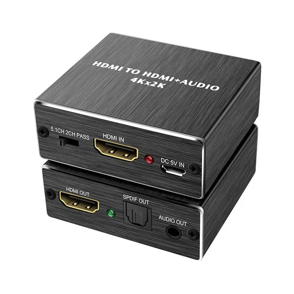 

HDMI-compatible to SPDIF+R/L HD Audio Converter Adapter 5.1 Optical Fiber Splitter 4K 2K