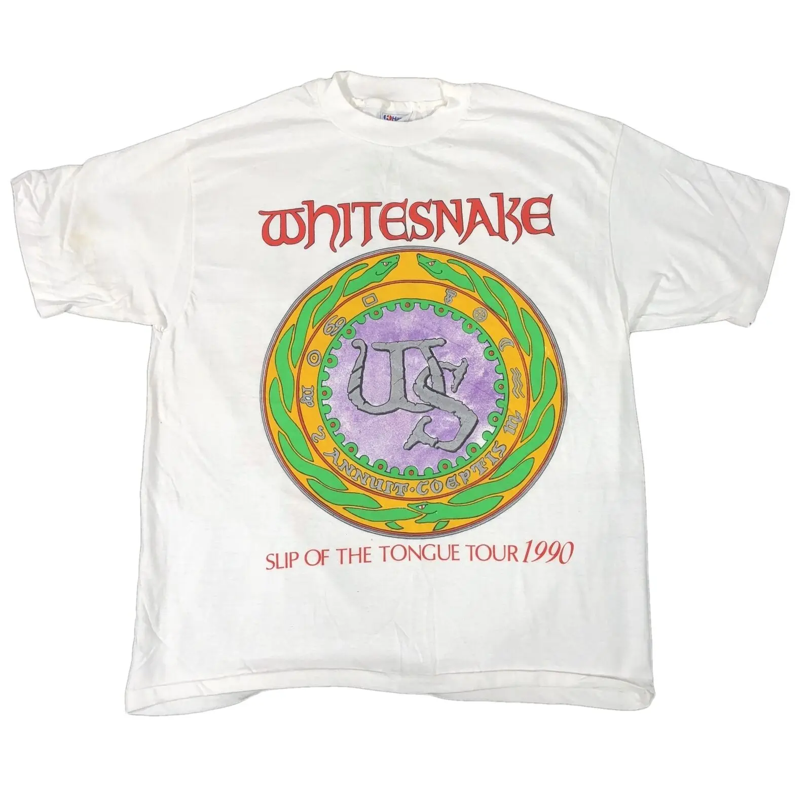 Винтажная Футболка Whitesnake &quotSlip Of The Tongue Tour&quot 1989 концертный Леопард Def|Мужские