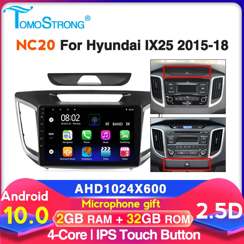 Автомагнитола для hyundai ix25 creta 2015 2016 2017 2018 мультимедийный плеер с GPS навигацией
